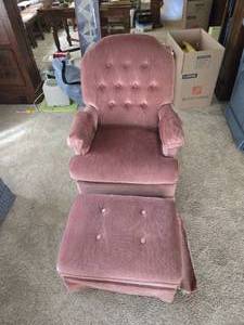 lot 98 image: Mauve Colored Chair and Ottoman