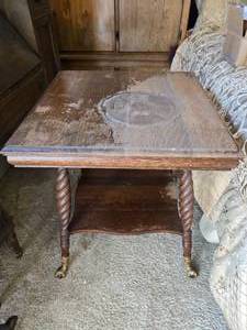 lot 145 image: Barnard Quality Oak Side Table with Twist Legs and Claw Glass Ball Feet