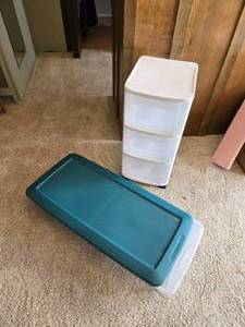 lot 169 image: Tote and Three Drawer Plastic Organizer