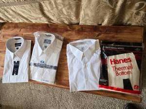 lot 174 image: New Mens Shirts (Some are XL or 17-17 12) and Thermal Underwear Bottoms