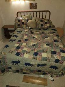 lot 179 image: Full Size Bed, Headboard, Frame and Quilt