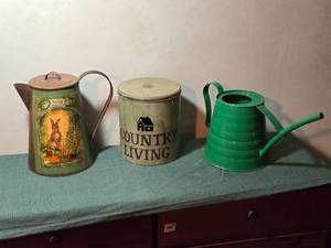 lot 210 image: Decprated Vintage Waterer, Can and Coffee Maker