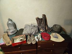 lot 225 image: Collection of Various Vintage Childrens Footwear, Hats, Bam Bam Costume and More