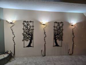 lot 273 image: Amazing Metal Tree Styled Wall Lights and Tree Display - Each is Approx. 47 Tall, Length as Displayed is Just Under 12
