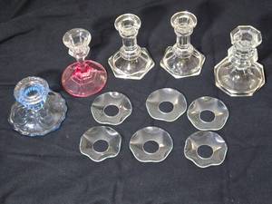 lot 279 image: Crystal Candle Holders and Glass Candle Drip Catchers