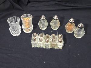 lot 288 image: Crystal Toothpick Holders, Salt and Pepper Shakers