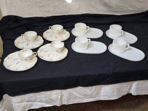 lot 307 image: Yamaka Cup and Saucer Set as well as Federal Glass Cup and Saucer Set