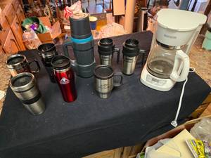 lot 340 image: Travel Mugs, Coffee Maker, Thermos