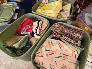 lot 358 image: 3 Totes of Various Pieces of Fabric