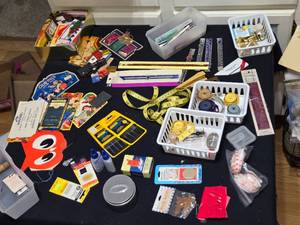 lot 405 image: Box of Older New Stock Sewing Needle Books and More