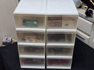 lot 429 image: 2 Sets of Plastic Storage Drawers Full of Various Craft Items