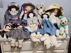 lot 447 image: Assorted Collection of Handmade Rag Dolls