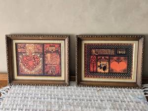 lot 465 image: Pair of Americana Vintage Framed Prints - Love and Bridal Themes