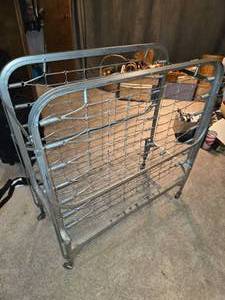 lot 483 image: Vintage Folding Metal Bed Frame