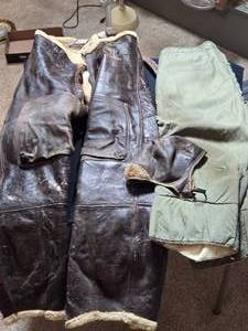 lot 512 image: Vintage U.S. Air Force Leather Flight Coveralls and Field Trousers Set