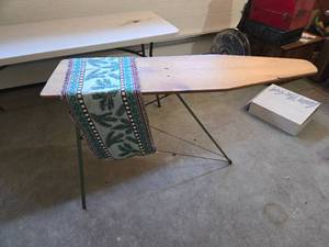 lot 517 image: Vintage Wooden Ironing Board with Fabric Cover