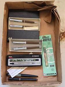 lot 558 image: Assorted Pen Lot Parker, Vector Army National Guard, Zebra Refill