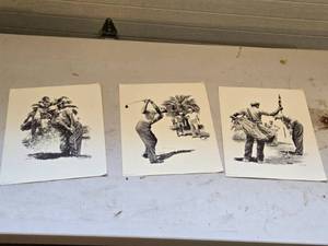 lot 570 image: 1961 Golf Artwork Prints  - Set of 3