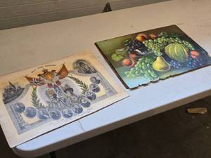 lot 572 image: Vintage 1906 Alt for Norge and Fruit Artwork Prints