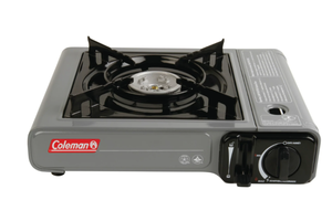 lot 251 image: Coleman Tabletop Portable Butane Gas Camping Stove, 1 Burner, Gray