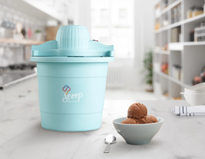lot 565 image: Scoop Delights 4-Quart, 13.8 Inches Tall Ice Cream Machine, Gelato, Frozen Yogurt & Sorbet Maker, Aqua, For All Ages