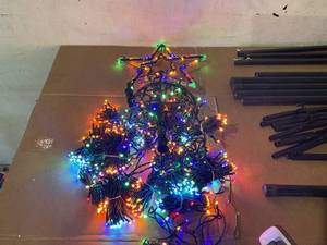 lot 273 image: 12FT Warm White LED Waterfall Cone Tree Light with Sta