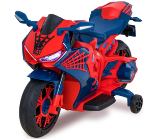 lot 489 image: Spiderman 6V Motorcycle Ride on Toy, for Kids, Ages 3, Rechargeable Battery