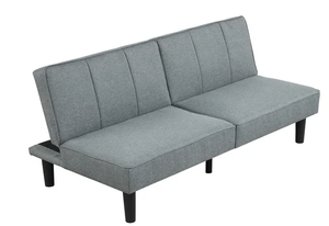 lot 61 image: Mainstays 66 Studio Futon, Gray Linen Upholstery