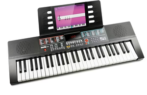 lot 99 image: RockJam 61-Key Black Electronic Keyboard Piano with Sheet Music Rest