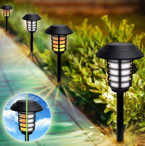 lot 128 image: LOT OF 4 BellHowell Solar Powered Black 2 Modes 21 Lumen LED Landscape Lighting Pathway Lights