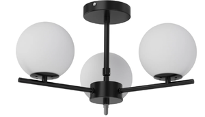 lot 420 image: Better Homes & Gardens 17 Architectural Ceiling Light, Black Metal Frame Frosted Glass Globes