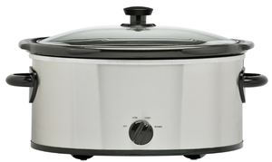 lot 431 image: Mainstays 6 Quart Oval Slow Cooker, Stainless Steel Finish, Glass Lid