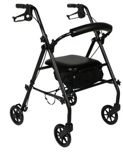 lot 542 image: Equate Rolling Walker for Seniors, Rollator with Seat and Wheels, Black, 350 lb Capacity