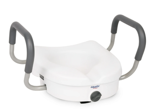 lot 544 image: Equate Raised Toilet Seat With Handles, 5 Seat Riser with Arms, Fits Most Toilets, 350 lb Capacity