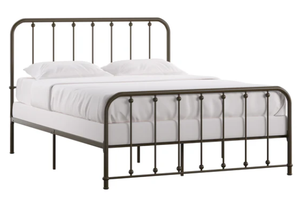 lot 545 image: Queen Size Beaded Spindle Metal Platform Bed