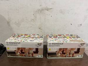lot 150 image: LOT OF 2 The Honest Company, Clean Conscious Disposable Baby Diapers, Barnyard & Cactus Prints, Size 4, 92 Count