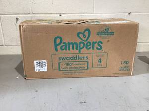 lot 407 image: Diapers Size 4, 150 Count - Pampers Swaddlers Disposable Baby Diapers