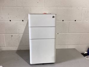 lot 411 image: Dextrus 3-Drawer Steel Rolling Vertical File Cabinet LegalA4 Size Office Furniture Document Organizer Sturdy
