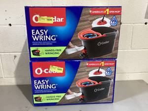 lot 436 image: LOT OF 2 O-Cedar EasyWring Microfiber Spin Mop, Bucket Floor Cleaning System
