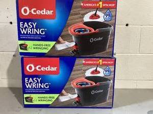 lot 439 image: LOT OF 2 O-Cedar EasyWring Microfiber Spin Mop & Bucket Floor Cleaning System