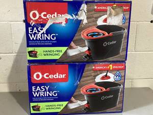 lot 446 image: LOT OF 2 O-Cedar EasyWring Microfiber Spin Mop, Bucket Floor Cleaning System