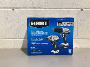 lot 497 image: HART 20-Volt Cordless 2-Piece 12-inch Drill and Impact Driver Combo Kit (1) 1.5Ah Lithium-Ion Battery