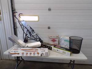 lot 134 image: Sled ATV Glides, Wheel Stops, Stroller,  Fan, Foot Bath and Storage System