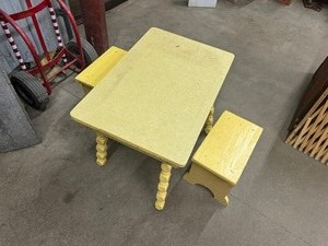 lot 55 image: Childrens Table with Two Matching Stools