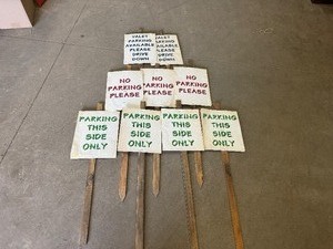 lot 56 image: Nine Parking Signs - Valet Parking, No Parking and Parking This Side Only