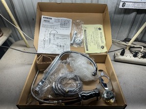 lot 46 image: American Standard - Jasmine Single Control Gooseneck Kitchen Faucet with Spray - Chrome