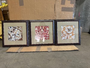 lot 60 image: Three Framed Floral Art Pieces