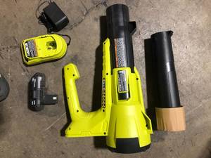RYOBI ONE 18V 90 MPH 250 CFM Cordless Battery Leaf BlowerSweeper with 2.0 Ah Battery and Charger    Customer Returns See Pictures