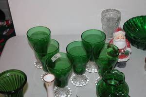 lot 82 image: Collection of Green Glassware and Festive Decor