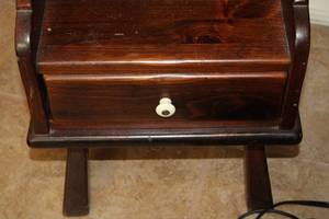 lot 124 image: Wooden Side Table with Drawer and White Ceramic Lamp